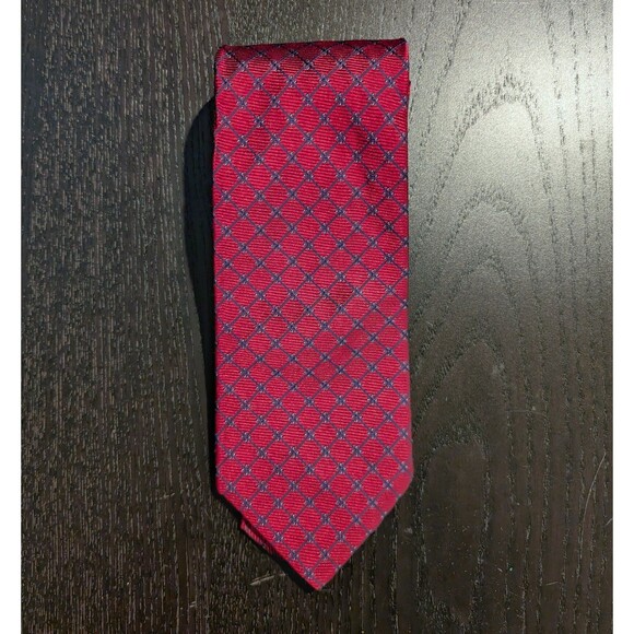Brooks Brothers Red Silk Tie Mens Necktie 346 Maroon Blue Diamond Geometric - Picture 1 of 2